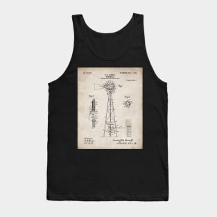 Windmill Patent - Farmer Rancher Country Farmhouse Art - Antique Tank Top